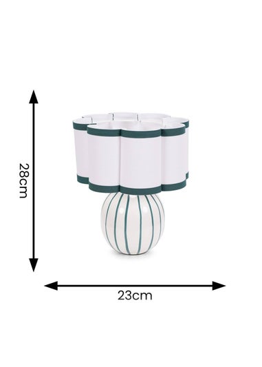 ValueLights Rohan Gloss Green Table Lamp with Cream Drum Shade