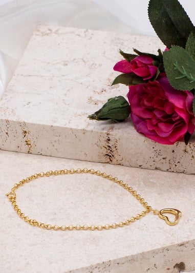 Golden Moments 9ct Yellow Gold Heart-Charm Bracelet