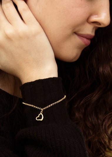 Golden Moments 9ct Yellow Gold Heart-Charm Bracelet