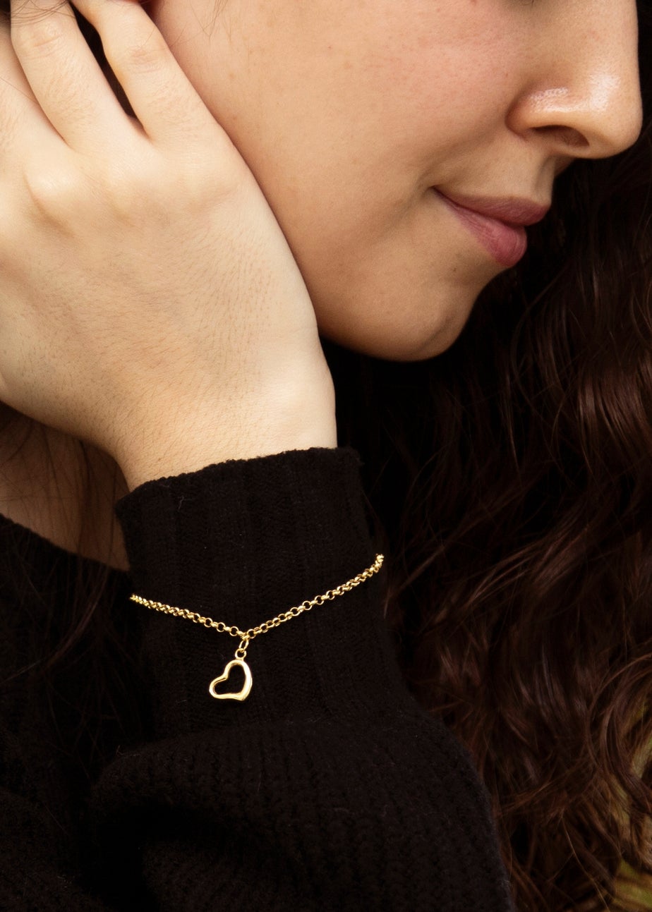 Golden Moments 9ct Yellow Gold Heart-Charm Bracelet