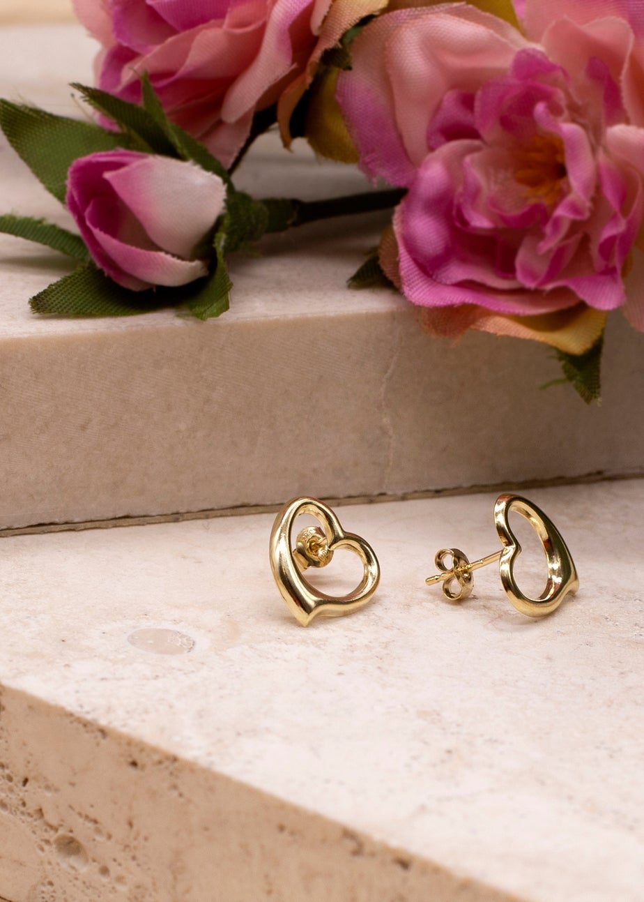 Golden Moments 9ct Yellow Gold Heart Stud Earrings