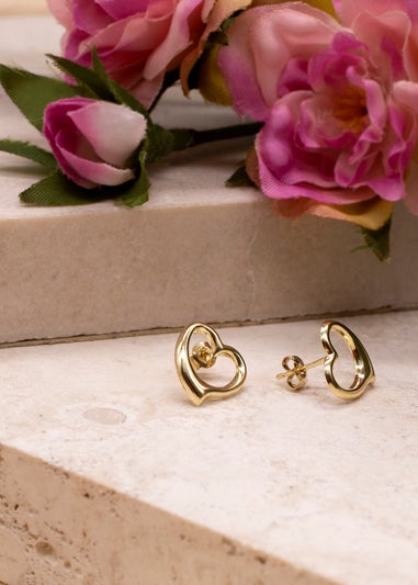 Golden Moments 9ct Yellow Gold Heart Stud Earrings