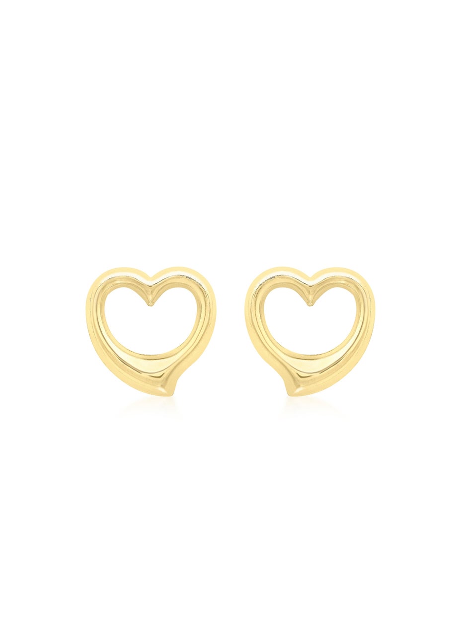 Golden Moments 9ct Yellow Gold Heart Stud Earrings