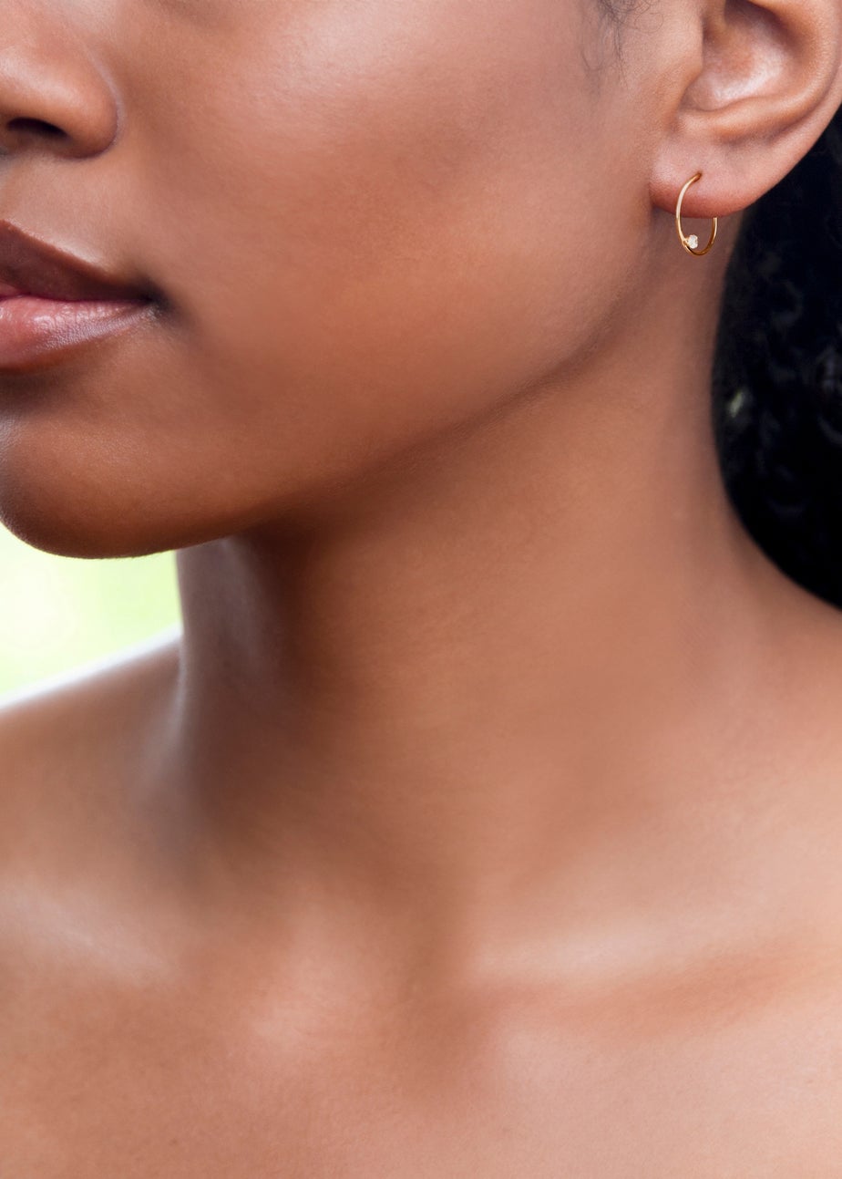 Golden Moments 9ct Yellow Gold White CZ Sleeper Earring