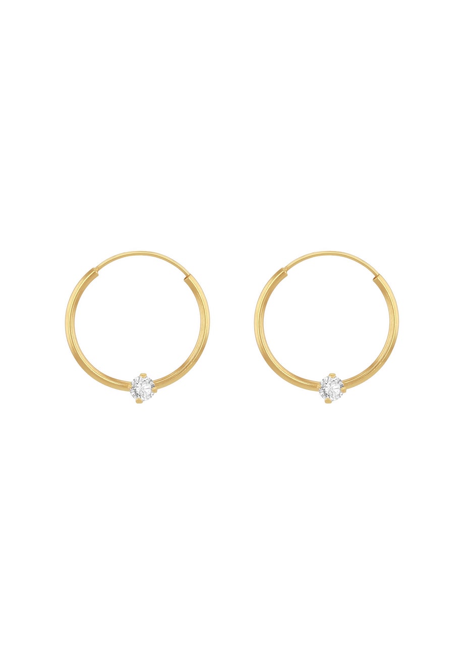 Golden Moments 9ct Yellow Gold White CZ Sleeper Earring