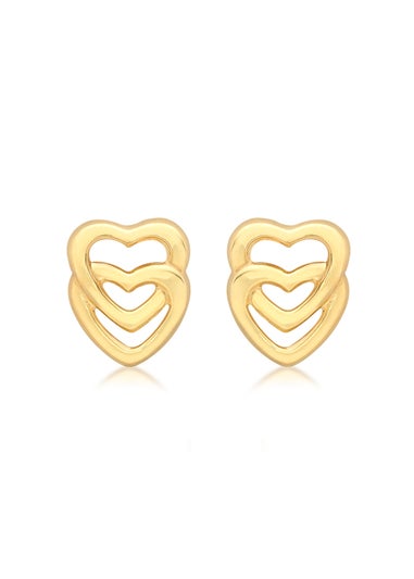 Golden Moments 9ct Yellow Gold Entwined-Hearts Stud Earrings