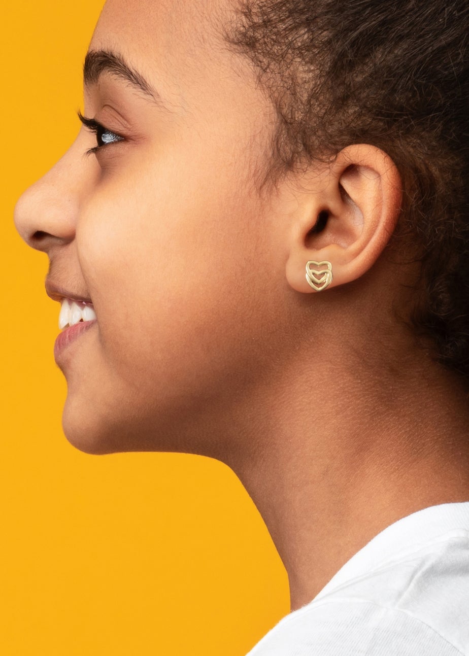 Golden Moments 9ct Yellow Gold Entwined-Hearts Stud Earrings