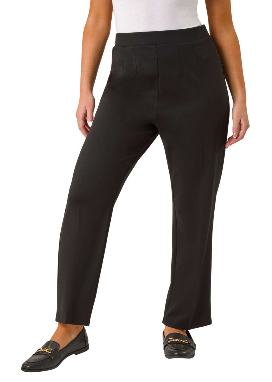 Roman Black Petite Straight Leg Ponte Stretch Trouser