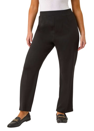 Roman Black Petite Straight Leg Ponte Stretch Trouser