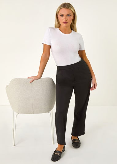 Roman Black Petite Straight Leg Ponte Stretch Trouser