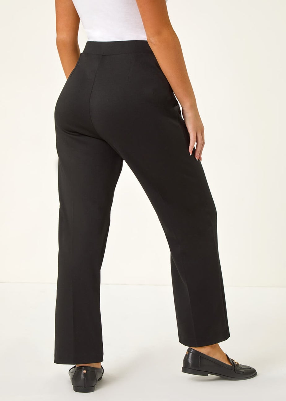 Roman Black Petite Straight Leg Ponte Stretch Trouser