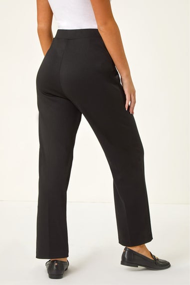 Roman Black Petite Straight Leg Ponte Stretch Trouser