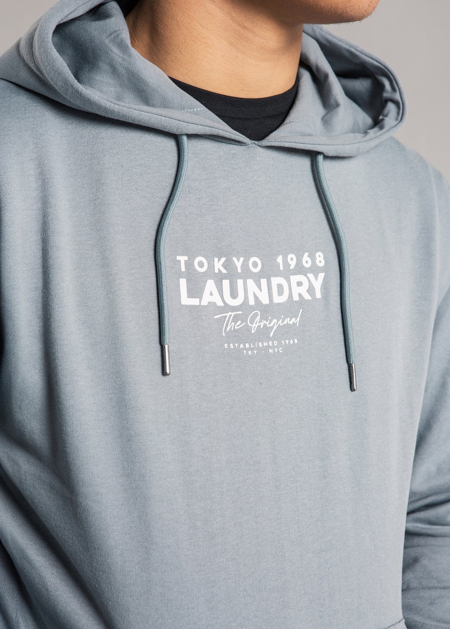 Tokyo Laundry Grey Raised Rubber Print Hoody with Drawcord