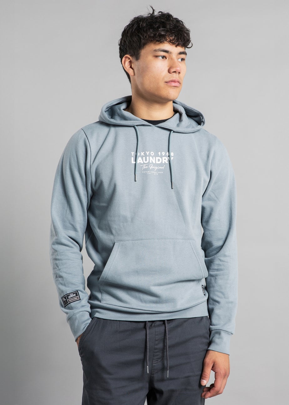 Tokyo Laundry Grey Raised Rubber Print Hoody with Drawcord