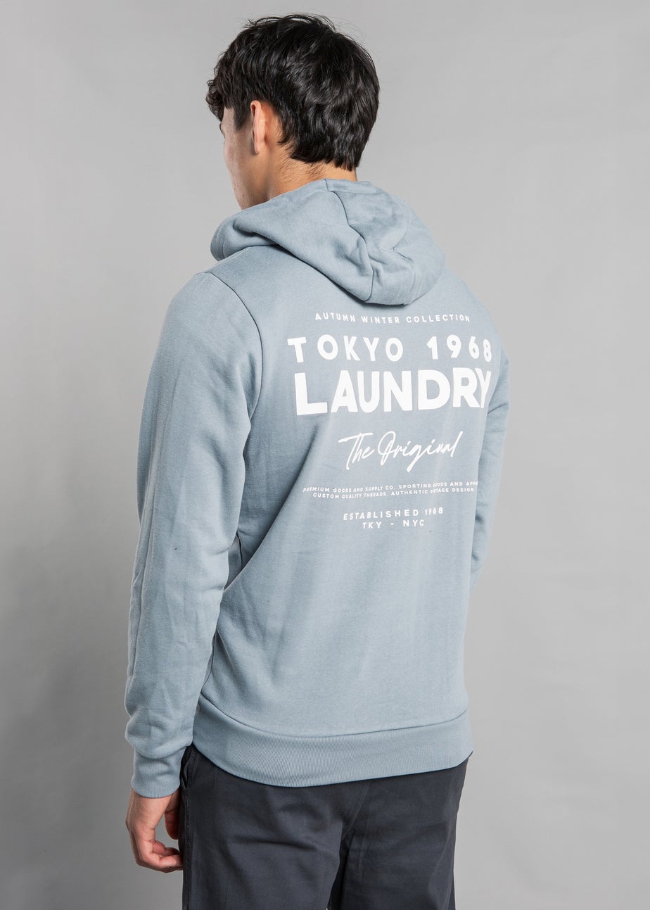 Tokyo Laundry Grey Raised Rubber Print Hoody with Drawcord