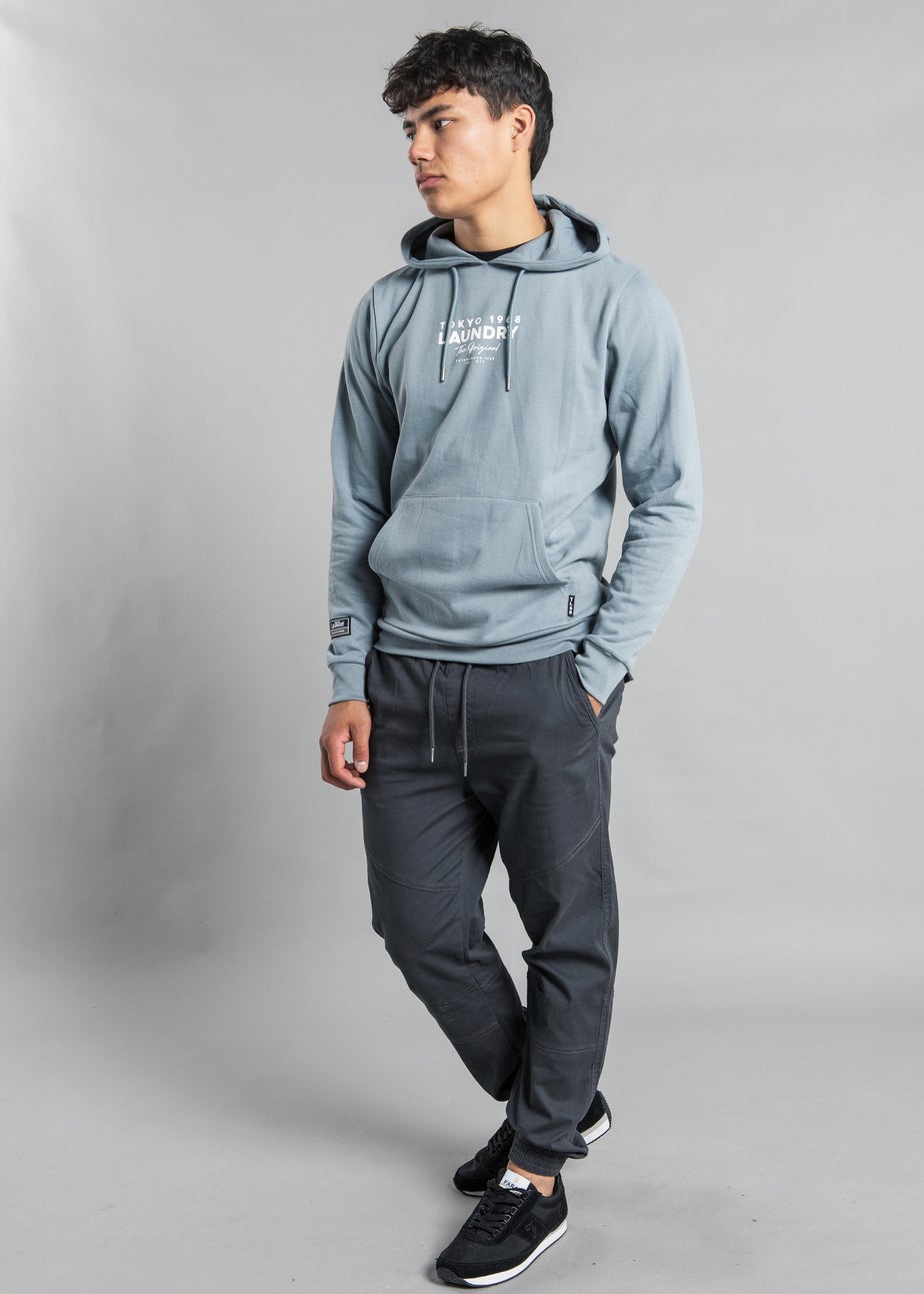 Tokyo Laundry Grey Raised Rubber Print Hoody with Drawcord