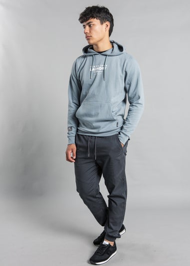 Tokyo Laundry Grey Raised Rubber Print Hoody with Drawcord