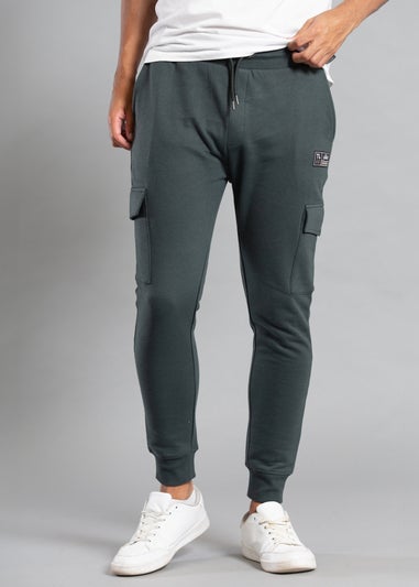 Tokyo Laundry Dark Green Cotton Blend Joggers with Cargo-Style Pockets