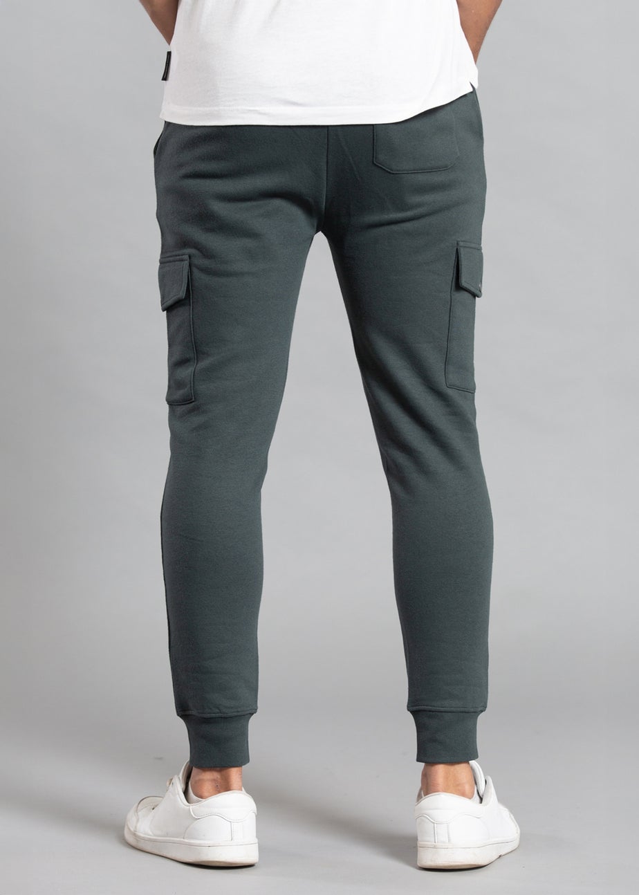 Tokyo Laundry Dark Green Cotton Blend Joggers with Cargo-Style Pockets