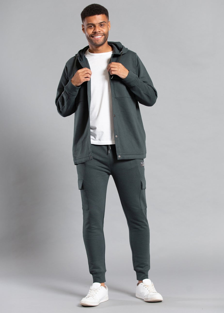 Tokyo Laundry Dark Green Cotton Blend Joggers with Cargo-Style Pockets