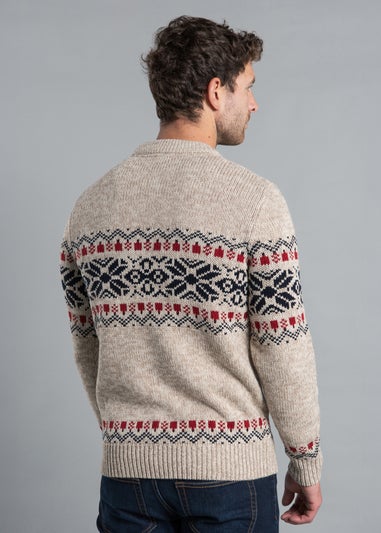 Tokyo Laundry Natural Crew Neck Jumper with Jacquard Print