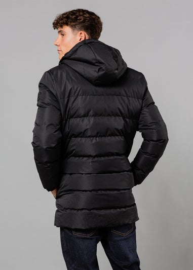 Tokyo Laundry Black Hooded Padded Parka Jacket with Toggles