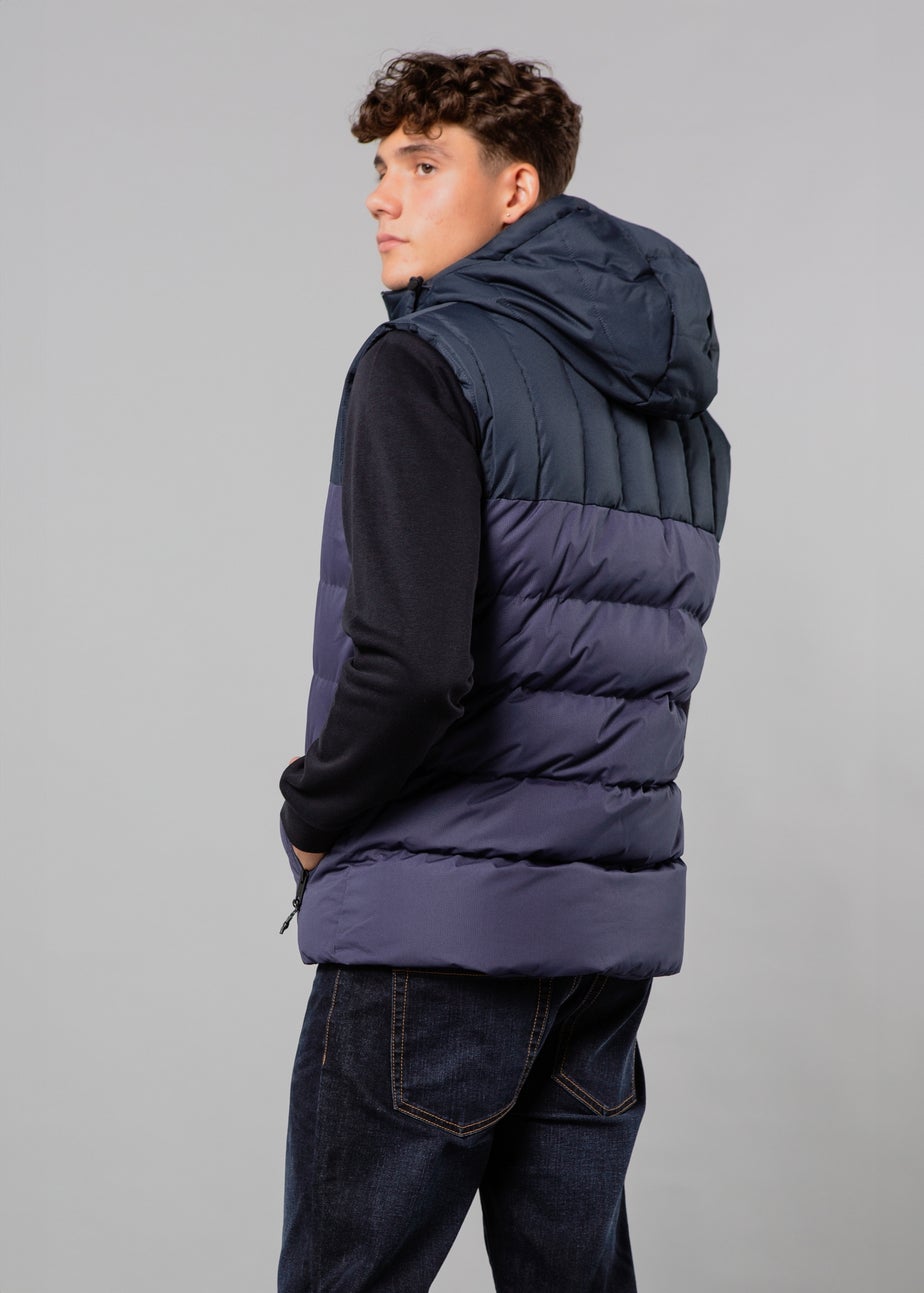 Tokyo Laundry Navy Colour Block Padded Hooded Gilet