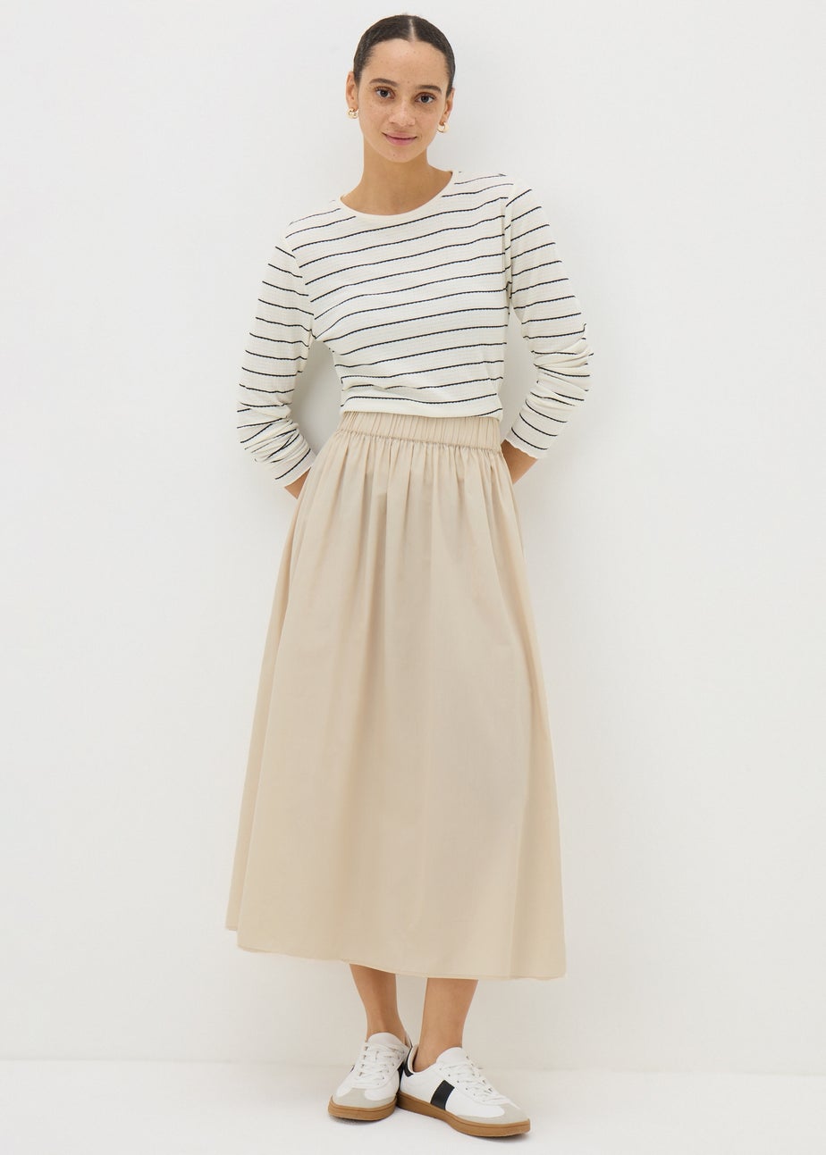 Stone Cotton Midi Skirt