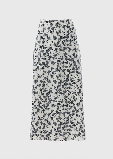 Black Floral Flared Hem Midaxi Skirt