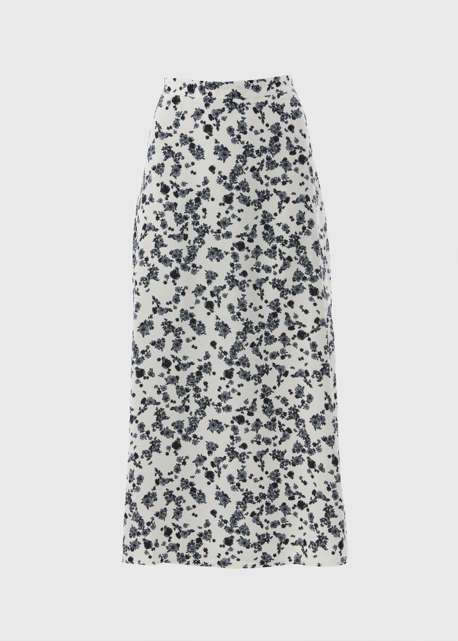 Black Floral Flared Hem Midaxi Skirt