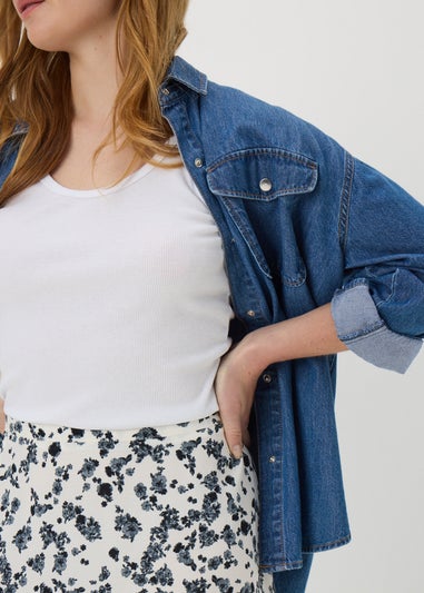 Black Floral Flared Hem Midaxi Skirt