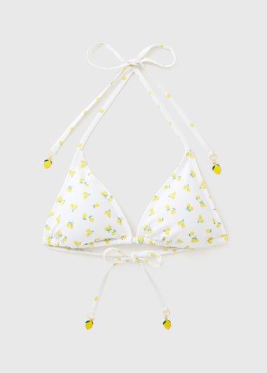 White Lemon Triangle Bikini Top