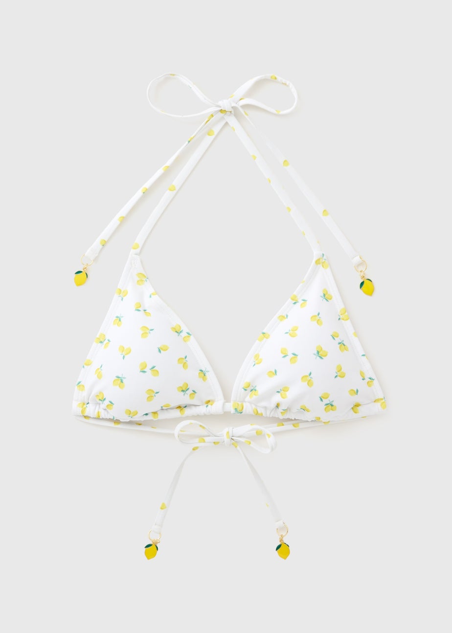White Lemon Triangle Bikini Top