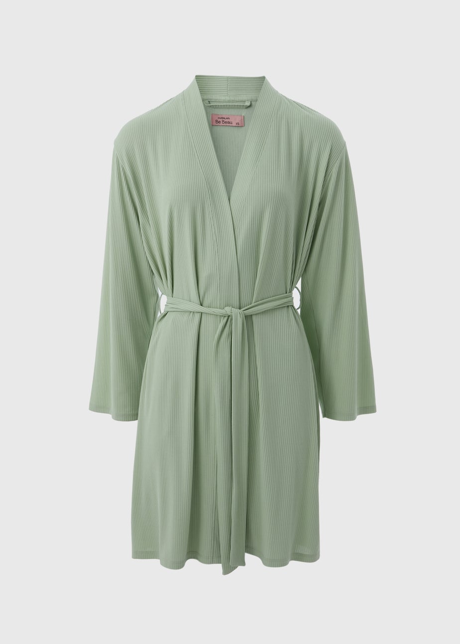 Sage Ribbed Dressing Gown