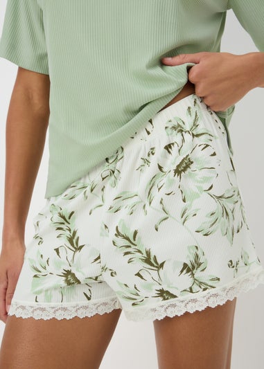 White Floral Pyjama Shorts