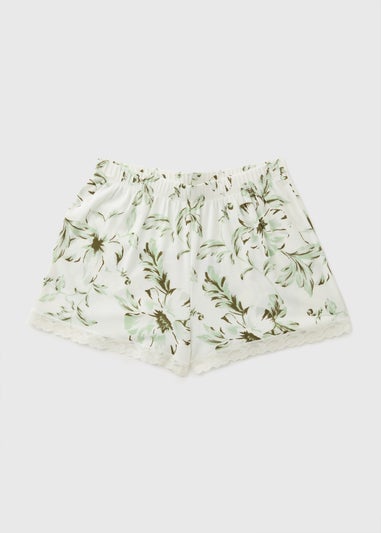 White Floral Pyjama Shorts
