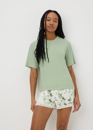 White Floral Pyjama Shorts