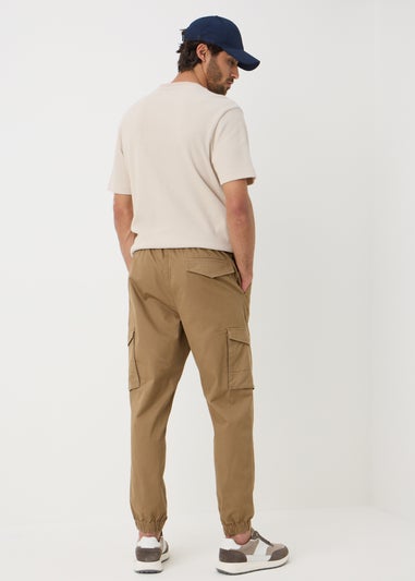 Beige Cuffed Cargo Trousers