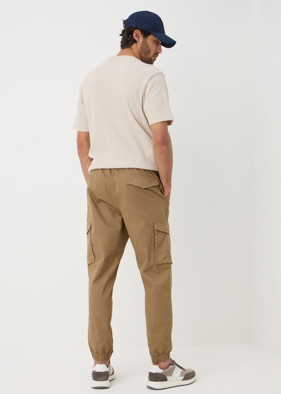 Beige Cuffed Cargo Trousers