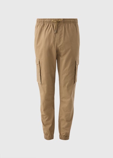 Beige Cuffed Cargo Trousers