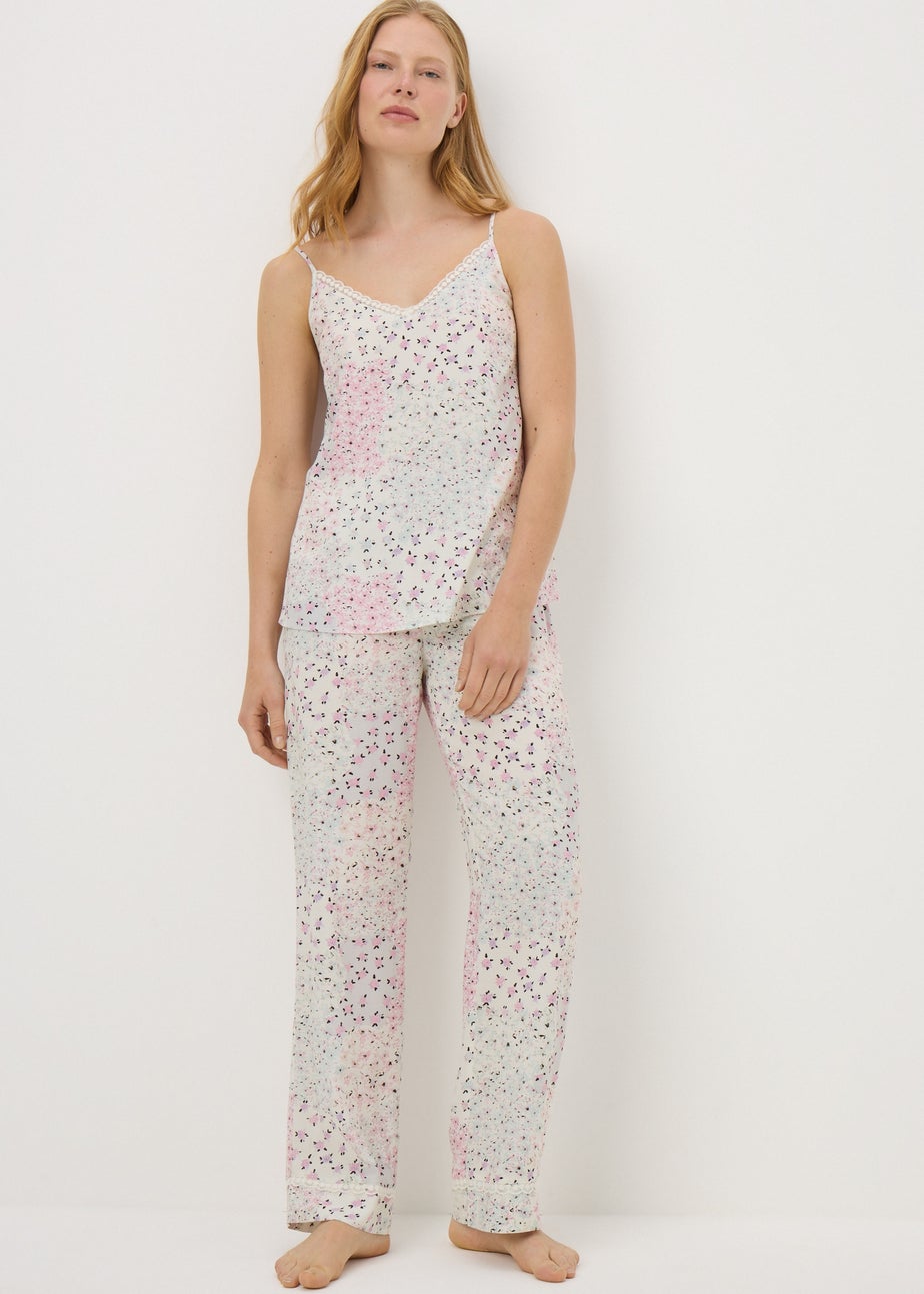 Pink Floral Patchwork Cami Pyjama Set