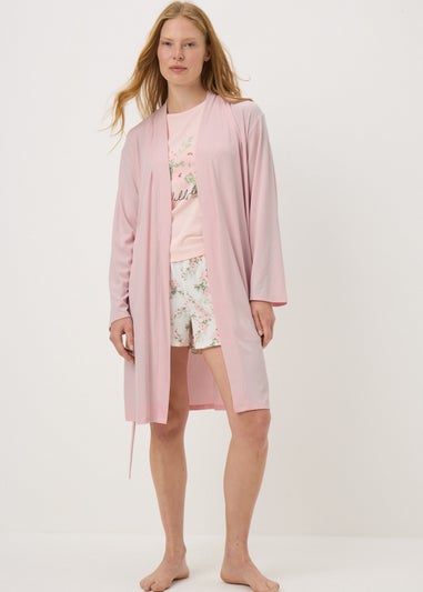 Pink Ribbed Dressing Gown