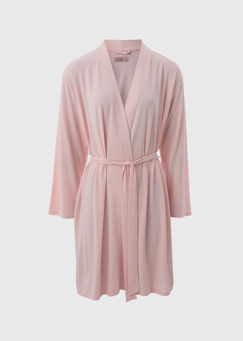 Pink Ribbed Dressing Gown