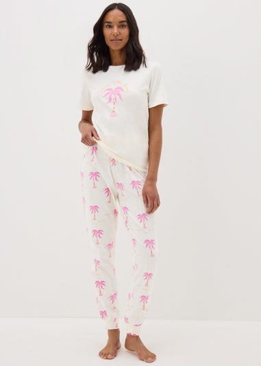 Cream Palm Tree Pyjama Bottoms