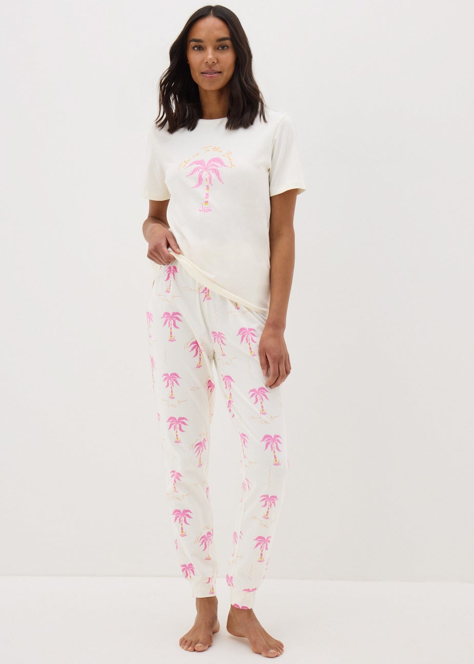 Cream Palm Tree Pyjama Bottoms