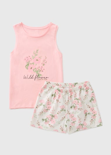 Pink Floral Vest & Shorts Pyjama Set