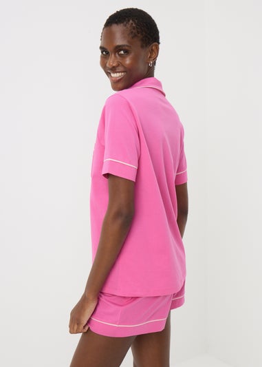 Pink Button Up Shorts Pyjama Set