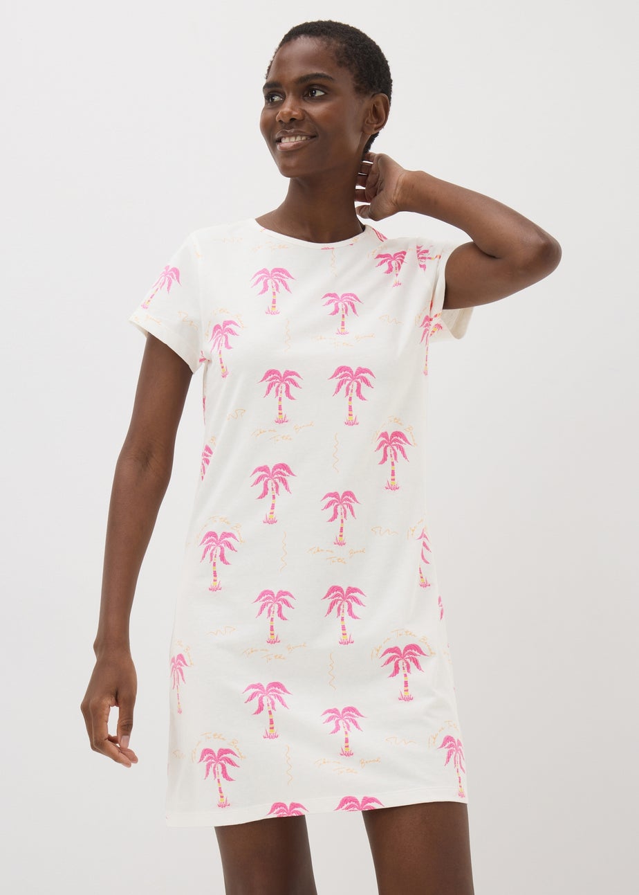 Cream Palm Tree Pattern Nightie