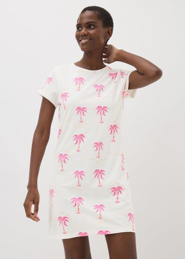 Cream Palm Tree Pattern Nightie