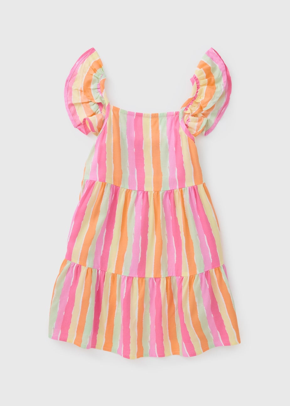 Girls Multicolour Stripe Viscose Dress (1-7yrs)